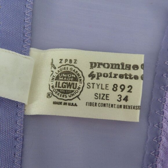 VTG Dolores Poirette Women 34 Purple Floral Lace Corset Top Boned Garter Straps - Picture 15 of 16